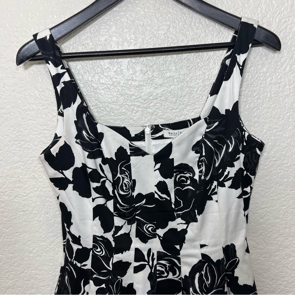 White House Black Market White Black Floral Sleeveless Dress Size 6 - Picture 5 of 11